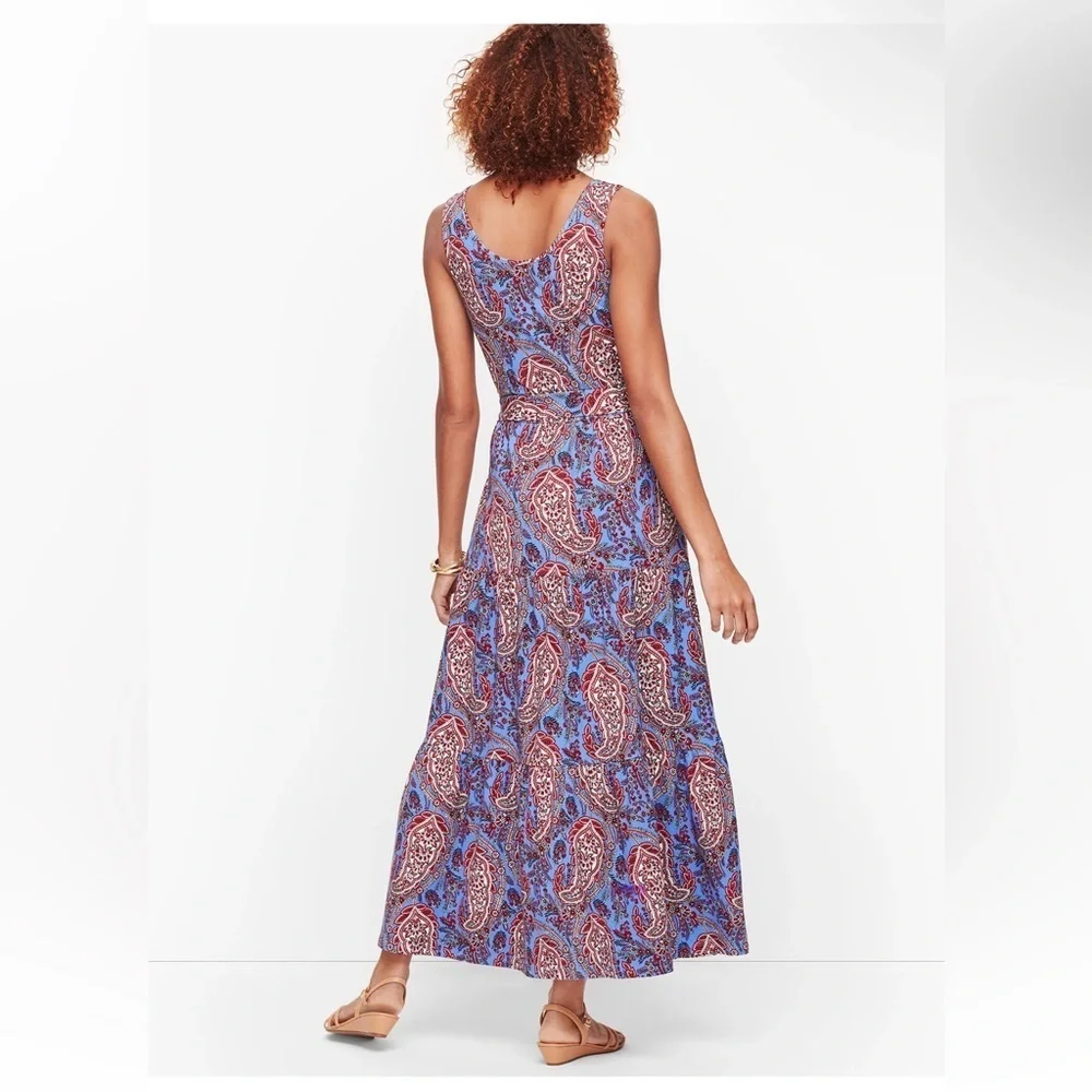 Spring Dress Talbots Blue and Pink Paisley Maxi Dress - Picture 4 of 9
